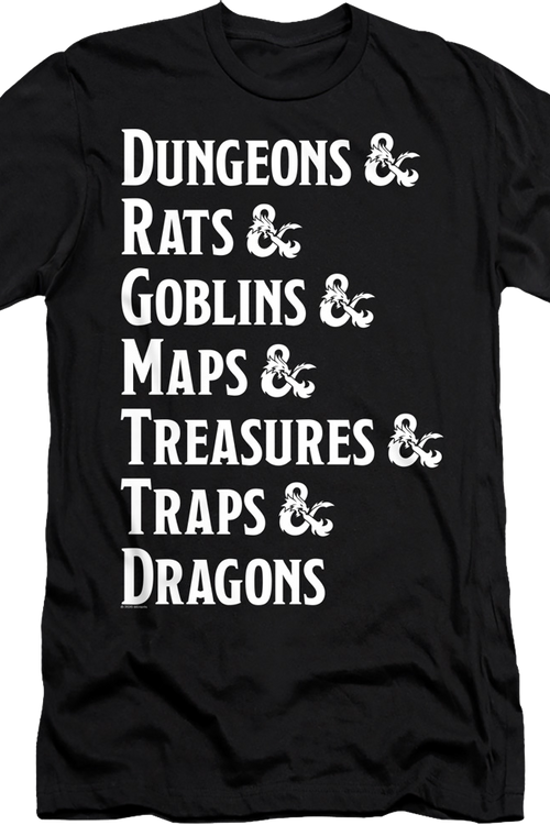 Dungeon List Dungeons & Dragons T-Shirtmain product image