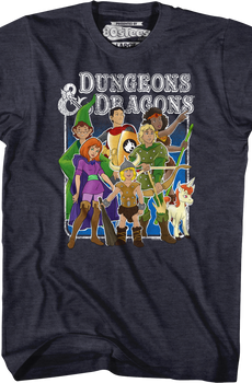 Navy Heather Animated Friends Dungeons & Dragons T-Shirt