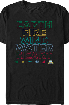 Earth Fire Wind Water Heart Captain Planet T-Shirt