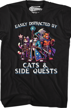 Easily Distracted By Cats & Side Quests T-Shirt