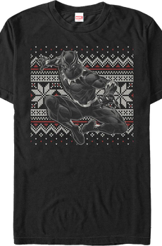 Faux Ugly Black Panther Christmas Sweater Marvel Comics T-Shirt