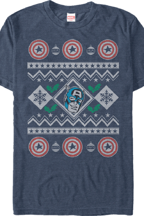 Faux Ugly Christmas Sweater Captain America T-Shirtmain product image