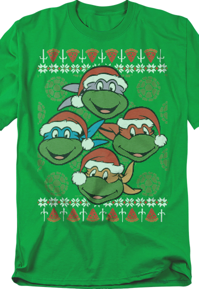 Faux Ugly Christmas Sweater Teenage Mutant Ninja Turtles T-Shirt