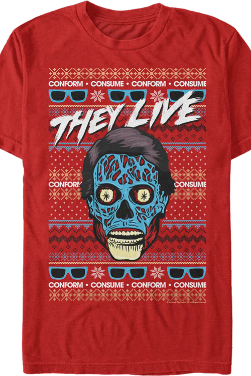 Faux Ugly Christmas Sweater They Live T-Shirtmain product image