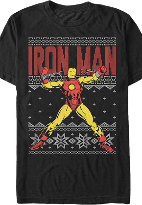 Faux Ugly Iron Man Christmas Sweater Marvel Comics T-Shirt