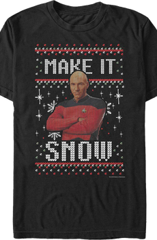 Faux Ugly Knit Make It Snow Star Trek The Next Generation T-Shirt
