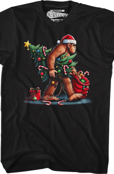 Festive Bigfoot Christmas T-Shirt