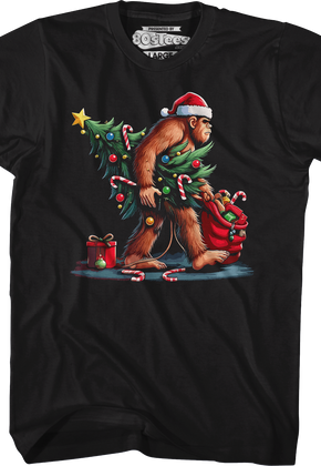Festive Bigfoot Christmas T-Shirt
