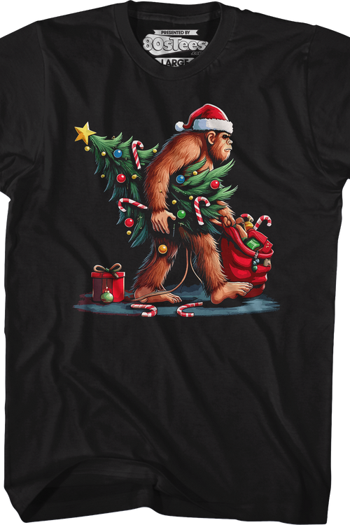 Festive Bigfoot Christmas T-Shirtmain product image