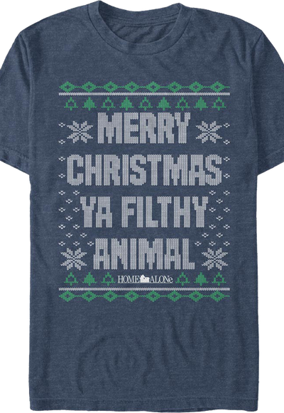 Filthy Animal Faux Ugly Sweater Home Alone T-Shirt