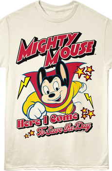 Flying Here I Come To Save The Day Mighty Mouse T-Shirt