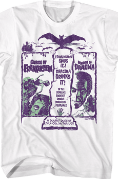 Frankenstein And Dracula Double Feature Hammer Films T-Shirt