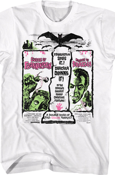 Frankenstein And Dracula Double Feature Poster Hammer Films T-Shirt