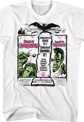 Frankenstein And Dracula Double Feature Poster Hammer Films T-Shirt