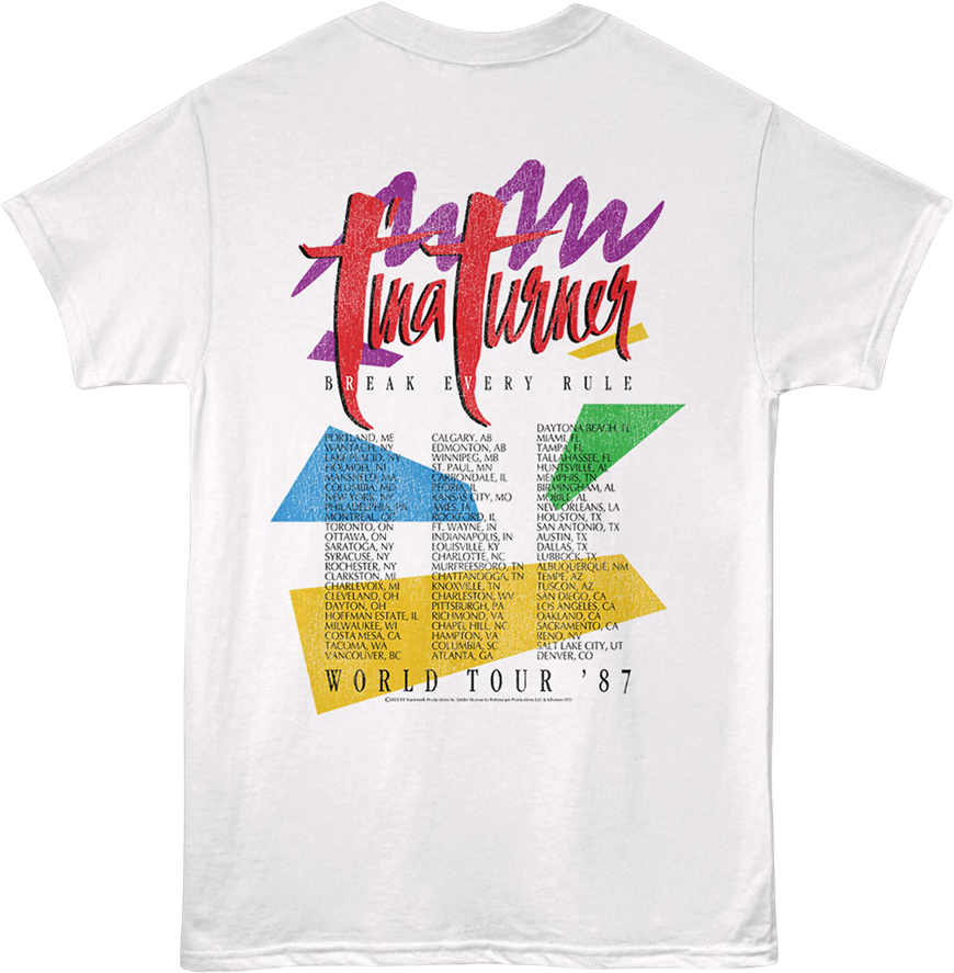 Front Back Break Every Rule World Tour '87 Tina Turner T-Shirt