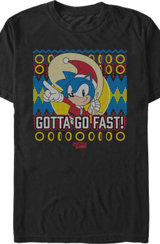 Gotta Go Fast Faux Ugly Christmas Sweater Sonic The Hedgehog T-Shirt