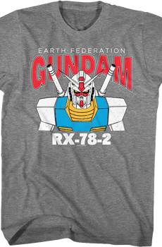 Graphite Heather Earth Federation Gundam T-Shirt