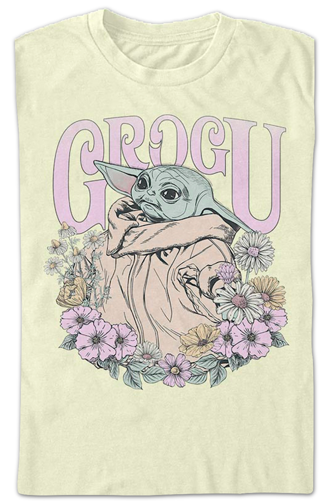 Grogu Flowers Mandalorian Star Wars T-Shirt