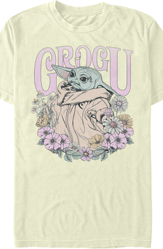 Grogu Flowers Mandalorian Star Wars T-Shirt