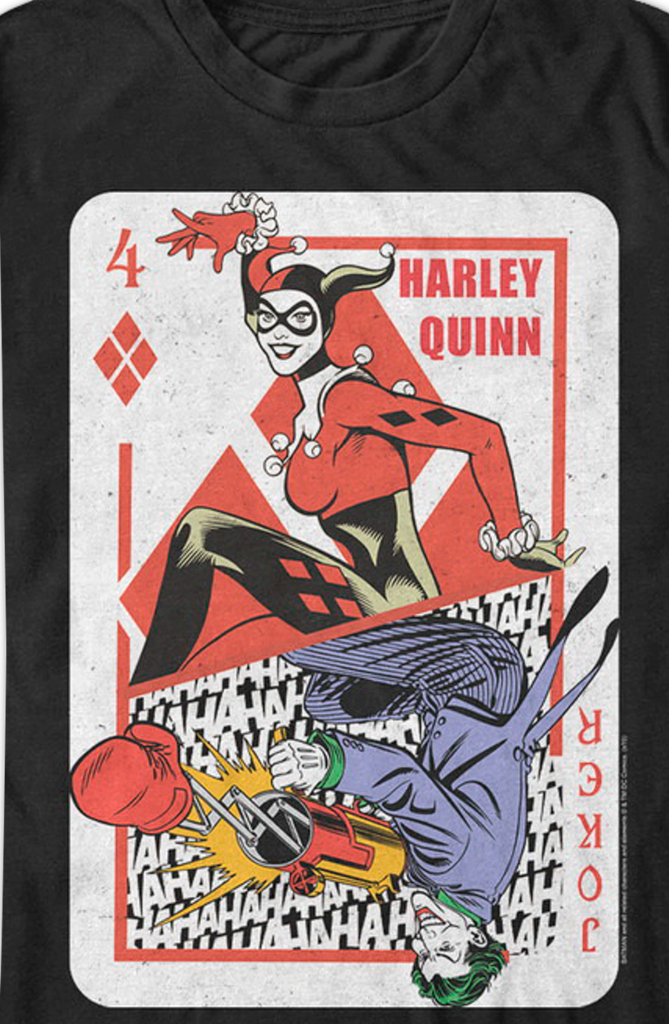 Harley Quinn and Joker Playing Card DC Comics T Shirt