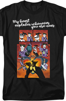 Harley Quinn And The Joker Heart Explodes DC Comics T-Shirt