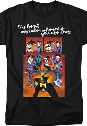 Harley Quinn And The Joker Heart Explodes DC Comics T-Shirt