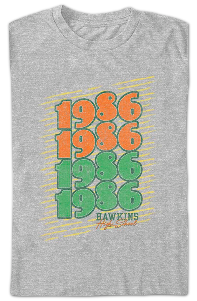 Stranger Things Hawkins High School 1986 T-Shirt For Men – Relaxed Fit, Short Sleeve, Casual Graphic Tee