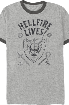 Hellfire Lives Stranger Things Ringer Shirt