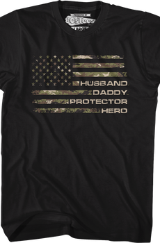 Husband Daddy Protector Hero Flag T-Shirt