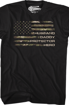 Husband Daddy Protector Hero Flag T-Shirt