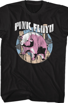 Illustrated Flying Pig Pink Floyd T-Shirt