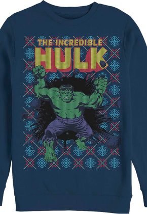 Incredible Hulk Faux Ugly Christmas Sweater Marvel Comics Sweatshirt