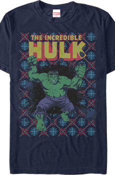 Incredible Hulk Faux Ugly Christmas Sweater Marvel Comics T-Shirt