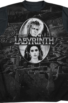 Jareth and Sarah Black and White Labyrinth T-Shirt