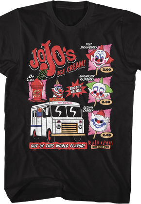 Jojo's Ice Cream Flavors Killer Klowns From Outer Space T-Shirt