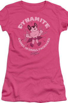 Ladies Dynamite Comes In Small Packages Mighty Mouse Shirt