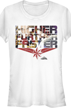 Ladies Higher Further Faster Captain Marvel Shirt
