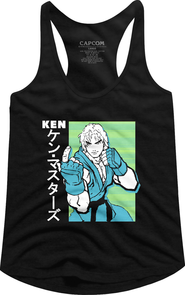 Ladies Ken Japanese Street Fighter Racerback Tank Top