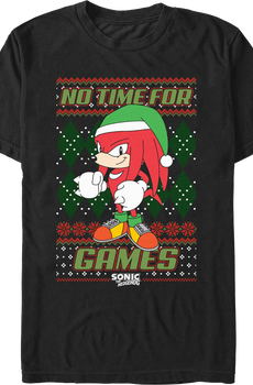 No Time For Games Faux Ugly Sweater Sonic The Hedgehog T-Shirt