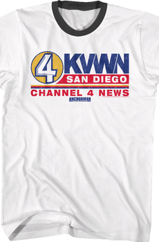 KVWN Channel 4 News Logo Anchorman Ringer Shirt