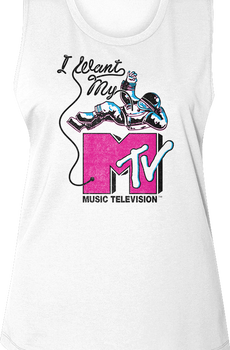 Ladies Astronaut I Want My MTV Muscle Tank Top