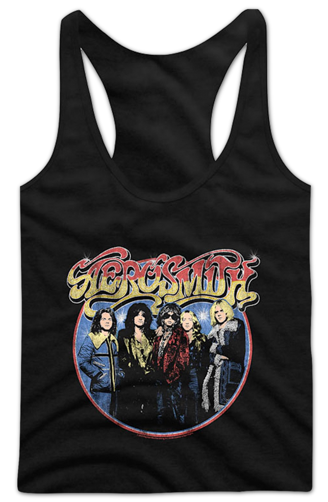 Ladies Band Photo Circle Aerosmith Racerback Tank Top