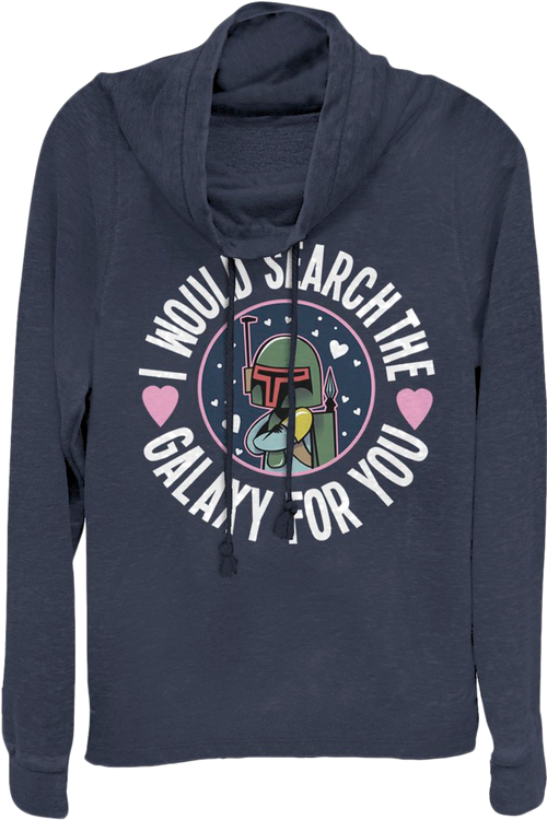 Ladies Boba Fett Search The Galaxy For You Star Wars Cowl Neck Sweatshirtmain product image