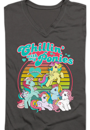 Ladies Chillin' With My Ponies My Little Pony V-Neck Shirt