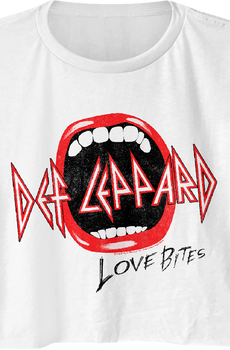 Ladies Distressed Love Bites Def Leppard Crop Top