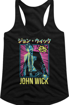 Ladies Japanese Poster John Wick Racerback Tank Top