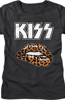 Womens Leopard Lips KISS Shirt
