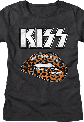 Womens Leopard Lips KISS Shirt