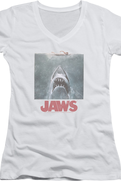 Ladies Movie Poster Jaws V-Neck Shirtmain product image