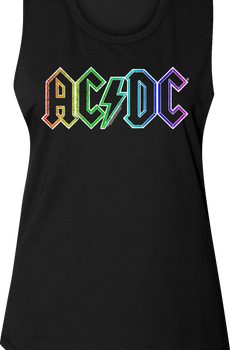 Ladies Neon Logo ACDC Muscle Tank Top